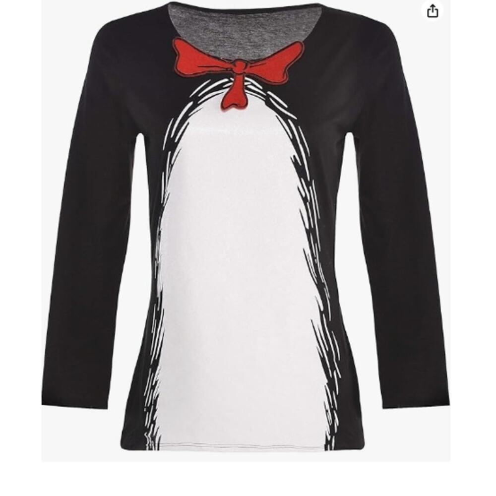 Dr. Seuss Cat in The Hat Long-Sleeve Shirt for Adults, Small/Medium
